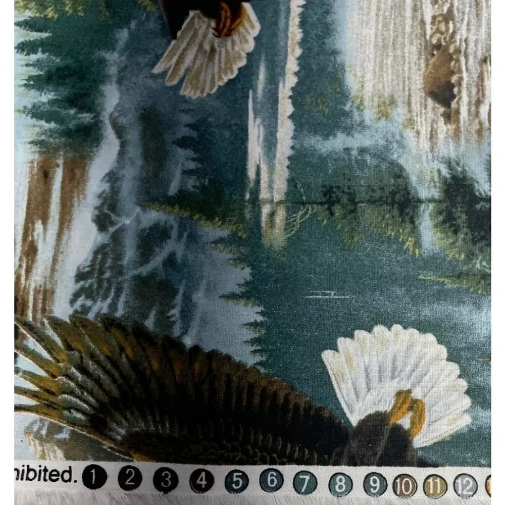 Eagles Soaring Along the Shore Print Pure Cotton Fabric 42